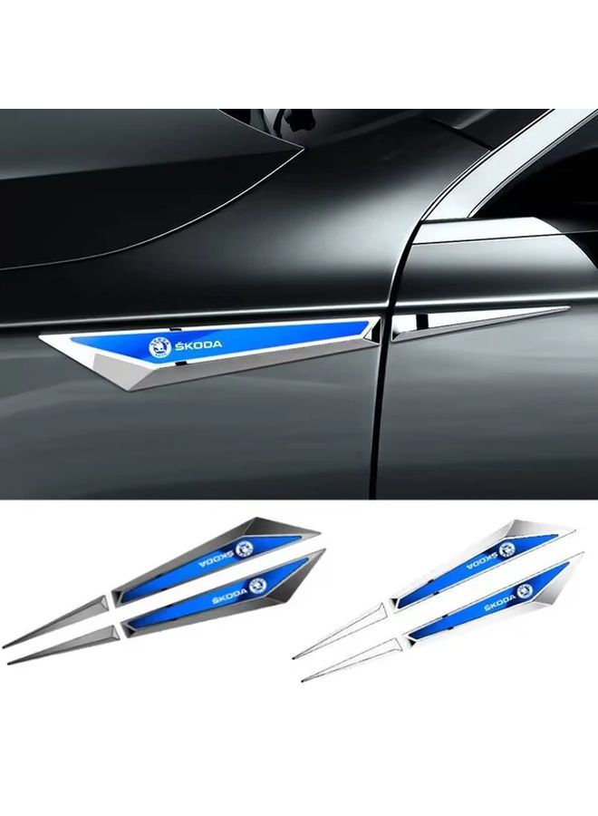 2 Pcs Silvery Car Badge Side Door Fender Sticker Metal Vehicle Decoration Accessories - Image 1