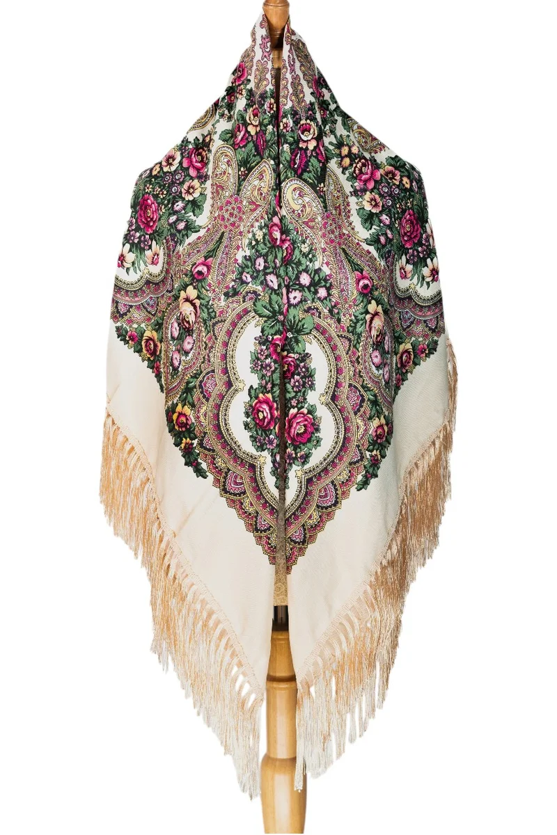 D'Daniela Lyubov Women's Eastern European Cotton Tassel Shawl