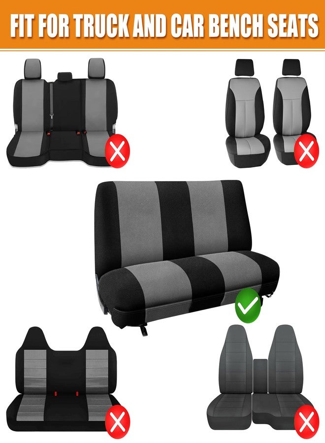 Kistrba Truck Bench Seat Cover, Compatible with Most Truck and Car Bench Seats, Universal Dutch Velvet Automotive Cover Cushion Accessories, Black & Gray - Image 2