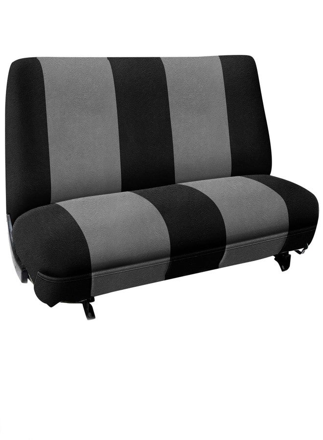 Kistrba Truck Bench Seat Cover, Compatible with Most Truck and Car Bench Seats, Universal Dutch Velvet Automotive Cover Cushion Accessories, Black & Gray - Image 1