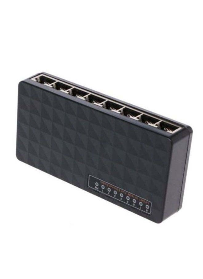 NIBEMINENT - Mini Ethernet Network Desktop Switch 8 Port 10/100Mbps Lan Fast Internet Hub Black - Image 1