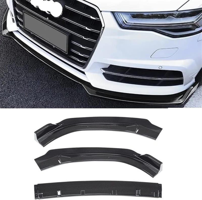 Wivplex 3Pcs Glossy Black Carbon Fiber Look Front Bumper Spoiler Trim Lip - Image 2