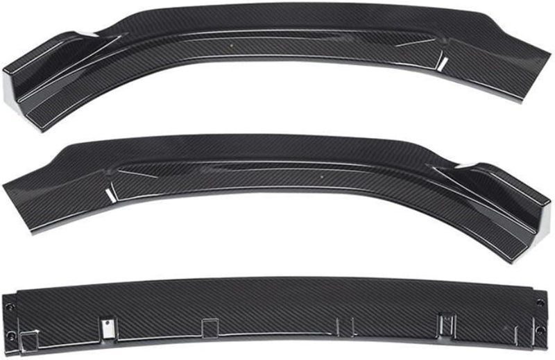 Wivplex 3Pcs Glossy Black Carbon Fiber Look Front Bumper Spoiler Trim Lip - Image 1