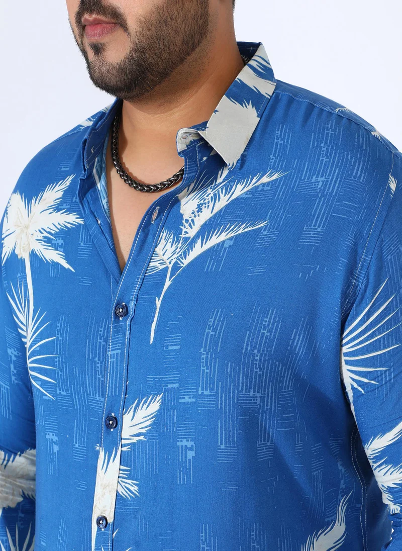 انستافاب بلس قميص EcoLiva Cobalt Blue Palm Tree للرجال