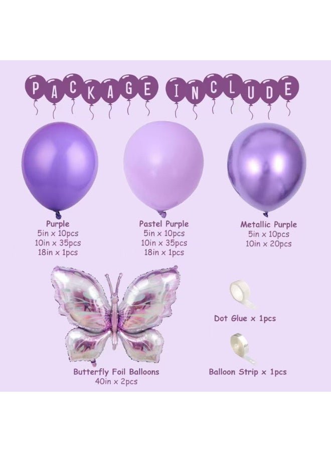 JAYATO Purple Butterfly Balloons Decoration Set, Birthday & Wedding Party Supplies, Balloon Arch and Flower Wreath Decor for Baby Shower, Anniversary & Special Events - Image 2