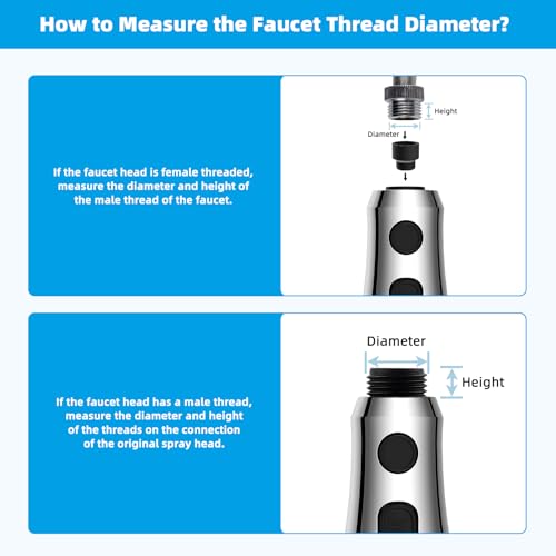 Hibbent Pull Down Kitchen Faucet Head Replacement, 3-Function NSF/ANSI/CAN 61 & CUPC Certified Sink Spray Nozzle, 15 Adapters, Compatible with Moen, Delta, Kohler Faucets, Chrome (Shiny Silver) - Image 4