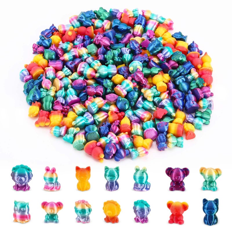 GGSTDDUP 200 Pcs 3D Printed Mini Animals Set Miniature 3D Printed Frog Owl Koala Lion Cat for DIY Cake Decoration Ornaments Crafts Moss Landscape - Image 1