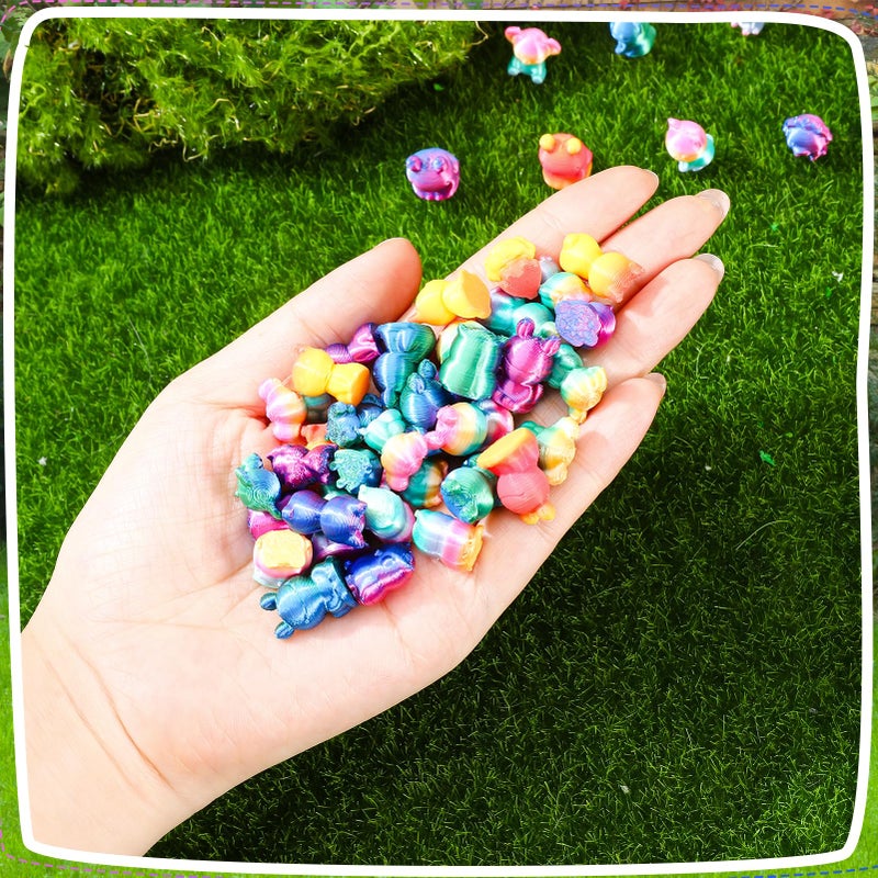 GGSTDDUP 200 Pcs 3D Printed Mini Animals Set Miniature 3D Printed Frog Owl Koala Lion Cat for DIY Cake Decoration Ornaments Crafts Moss Landscape - Image 3