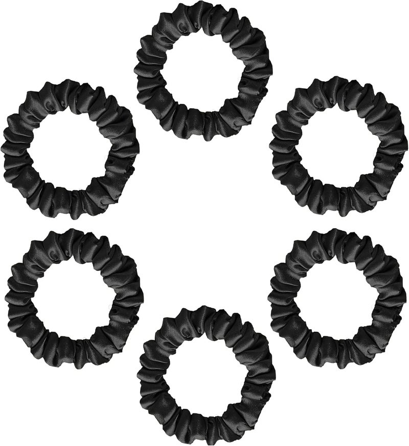 Silvr Bear Luxury Satin Skinny Scrunchies, 6 Count - Black Skinny, Hair Ties for Women, Girls and Men, Softer than Silk Scrunchies, Hair Accessories for All Hair Types - Image 1