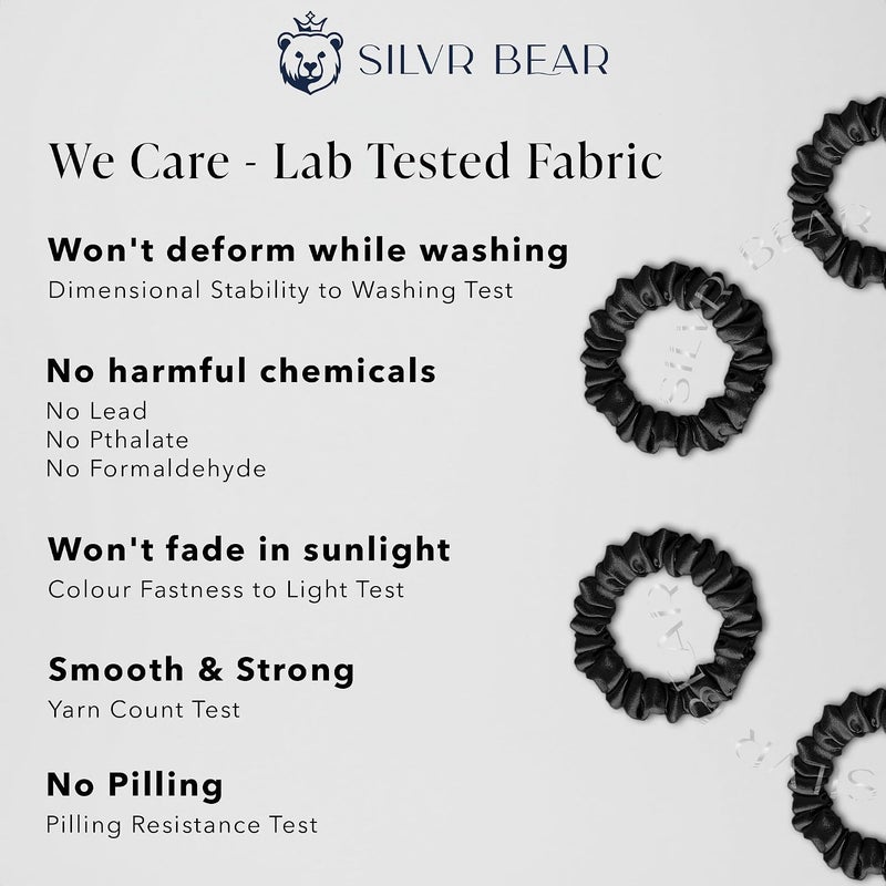 Silvr Bear Luxury Satin Skinny Scrunchies, 6 Count - Black Skinny, Hair Ties for Women, Girls and Men, Softer than Silk Scrunchies, Hair Accessories for All Hair Types - Image 5