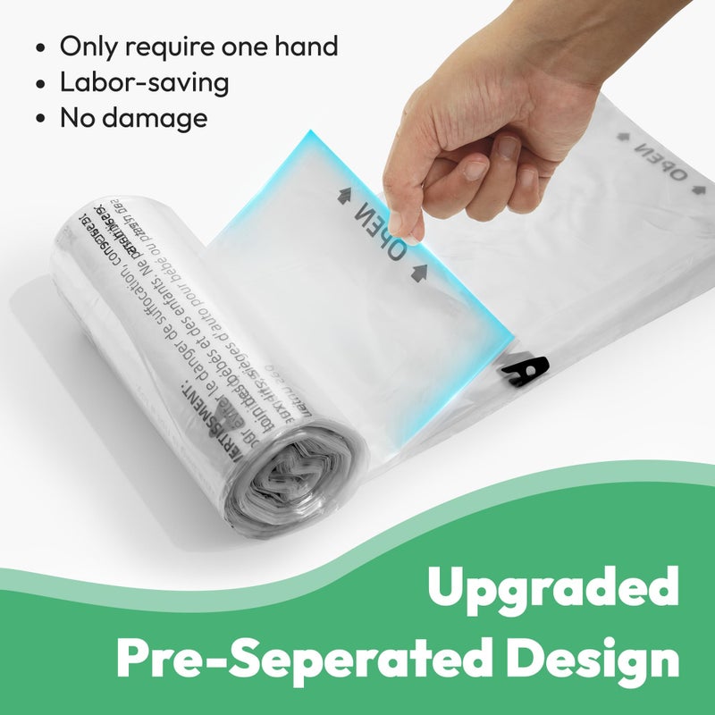 AMOGOGOPET Waste Bags, Compatible with Litter Robot 4/5/3, 50 Pack Liners for Self Cleaning Litter Box, 9-11 Gallon Capacity, Pre-Separated, Transparent, Replacement Cat Litter Bags - Image 3