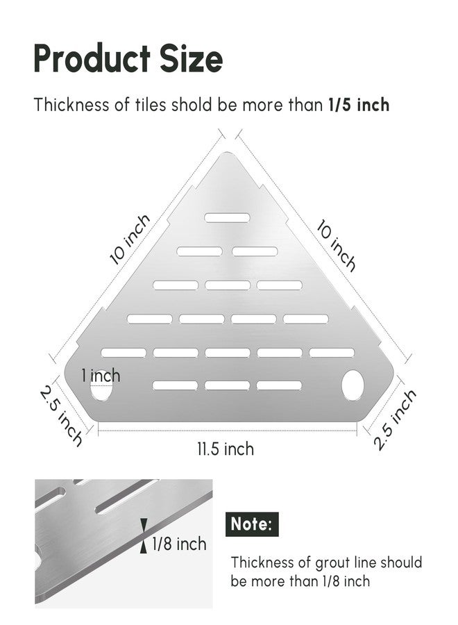 EQUSPUR Corner Shelves 10 Inch, Rustproof 316 Stainless Steel, No Drilling Slot Design, Satin Brushed, Pentagonal Floating Bathroom Shelf for Tiled Wall, Corner Shower Caddy Organizer Rack - Image 3