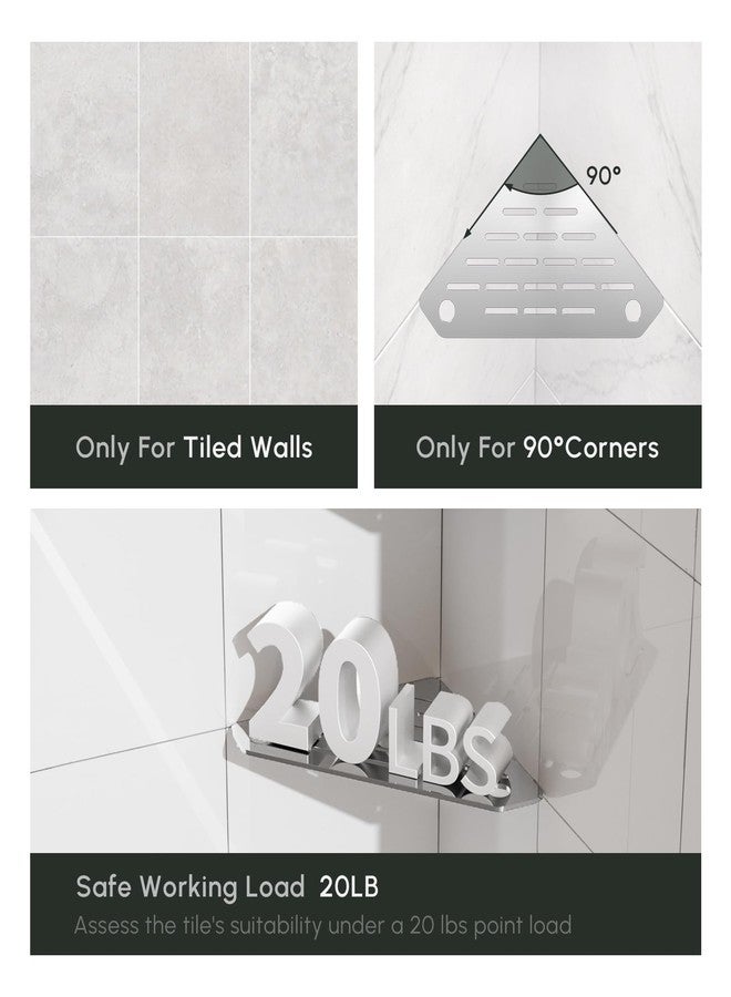 EQUSPUR Corner Shelves 10 Inch, Rustproof 316 Stainless Steel, No Drilling Slot Design, Satin Brushed, Pentagonal Floating Bathroom Shelf for Tiled Wall, Corner Shower Caddy Organizer Rack - Image 5