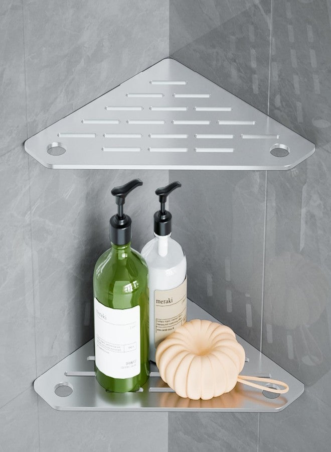 EQUSPUR Corner Shelves 10 Inch, Rustproof 316 Stainless Steel, No Drilling Slot Design, Satin Brushed, Pentagonal Floating Bathroom Shelf for Tiled Wall, Corner Shower Caddy Organizer Rack - Image 1