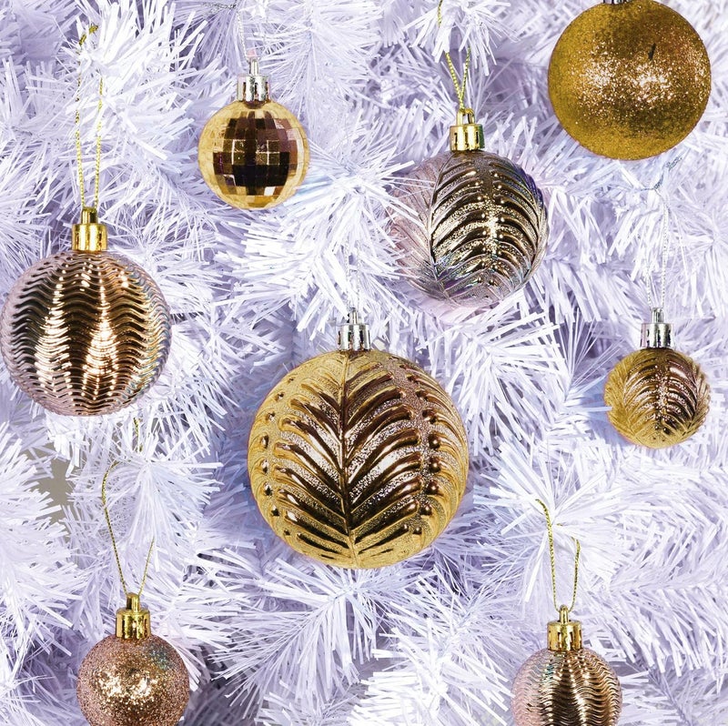 Prextex PREXTEX Christmas Ball Tree Ornaments - Gold Ornaments for Christmas Tree - Gold Christmas Ornaments for Holiday  Wreath & Party Decorations (36 pcs - Small  Medium  Large) Shatterproof  - Image 4