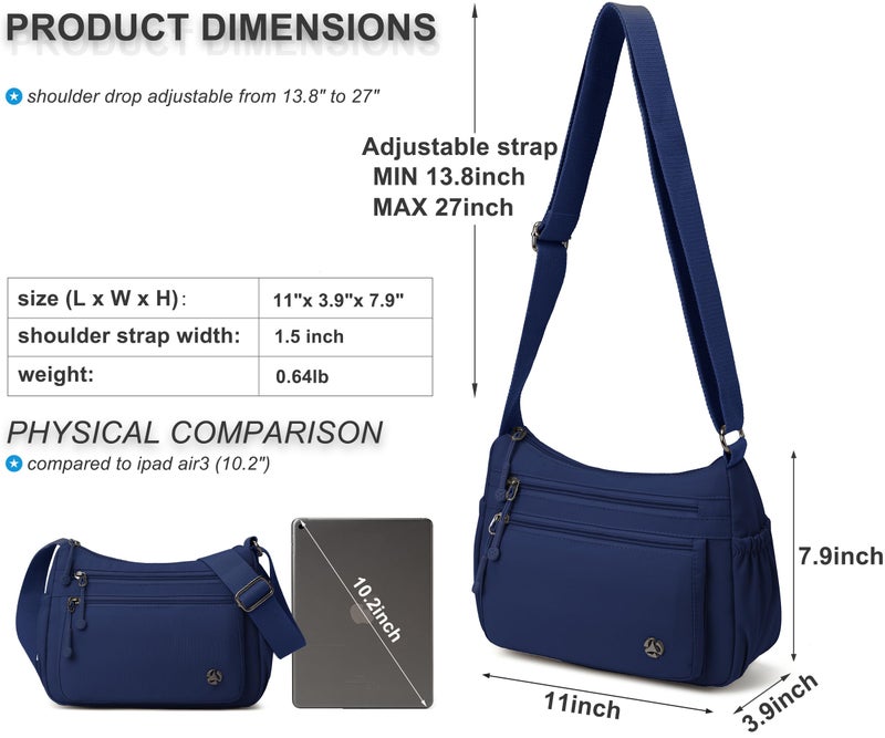 Pealwel Casual Crossbody Bag with Anti Theft Pocket - Women Lightweight Water-Resistant Purse Bag (Navy Blue) - Image 5