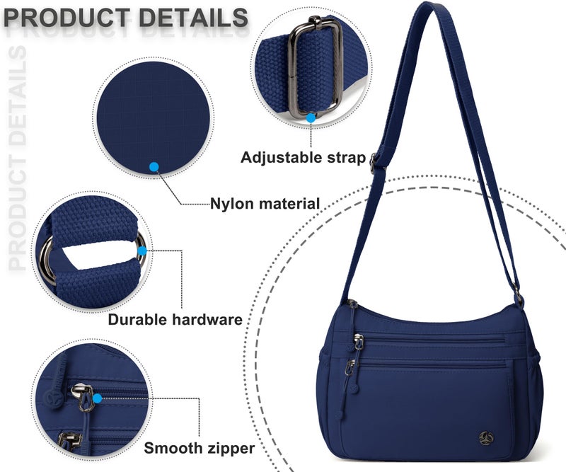 Pealwel Casual Crossbody Bag with Anti Theft Pocket - Women Lightweight Water-Resistant Purse Bag (Navy Blue) - Image 4