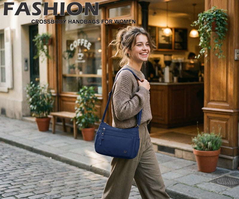 Pealwel Casual Crossbody Bag with Anti Theft Pocket - Women Lightweight Water-Resistant Purse Bag (Navy Blue) - Image 2