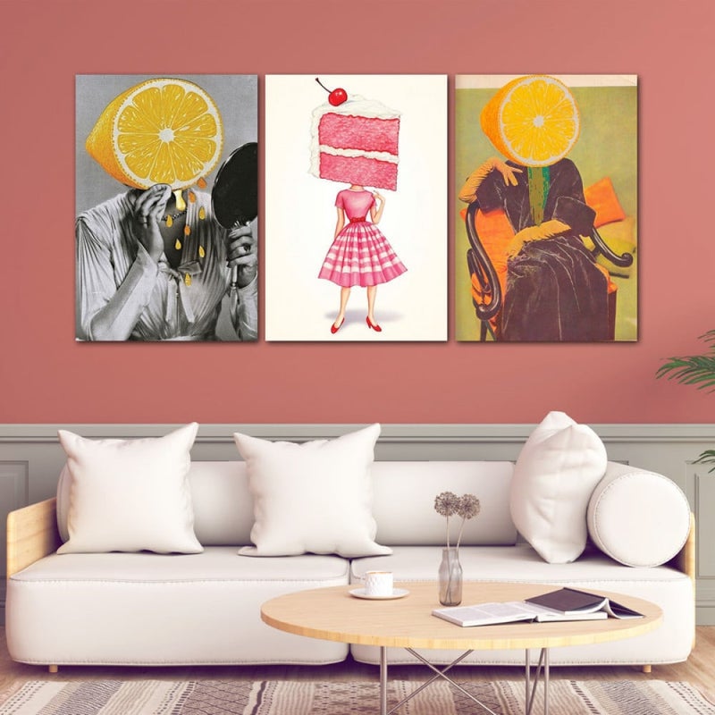 Marktna Three pop art canvas prints with a hollow frame, measuring (120×60), three pieces - Image 1