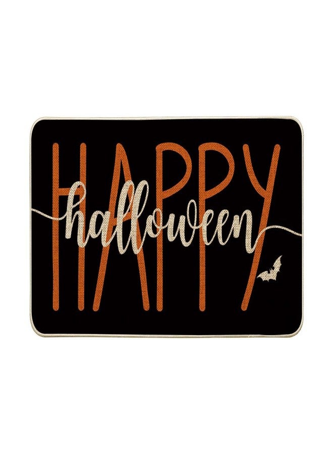 Artoid Mode Bats Happy Black Halloween Decorative Doormat, Seasonal Low-Profile Floor Switch Mat for Indoor Outdoor 17x29 Inch - Image 1