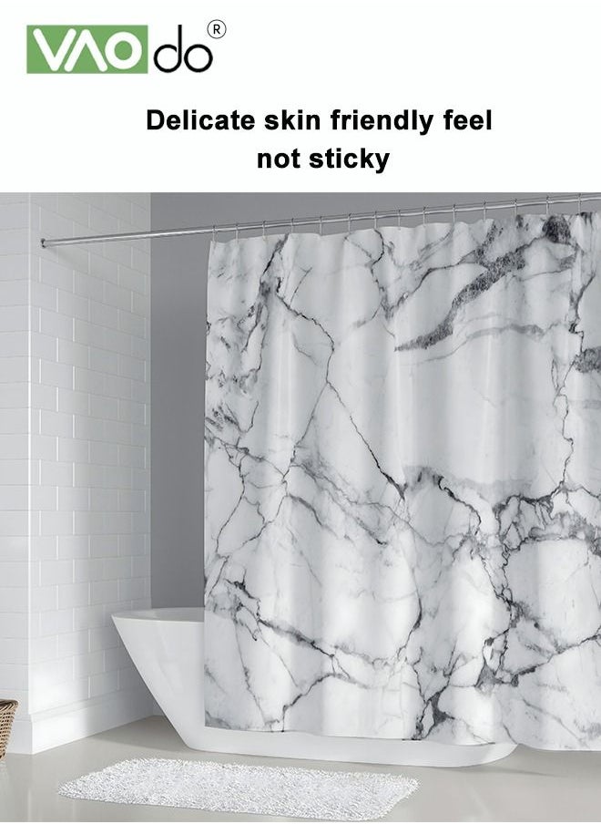 VAOdo - 4PCS Printed Shower Curtain Set Polyester Gray Black Marble Pattern Thickened Shower Curtain Set Includes Floor Mat Toilet Seat Cover Anti-skid Pad at The Bottom of Toilet Ring and Shower Curtain - Image 1