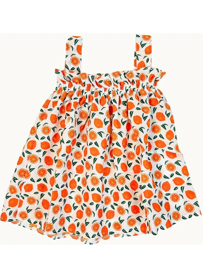 ادا بيبيك تشوكوك Ada Baby Kids Baby Girl Tangerine Patterned Dress