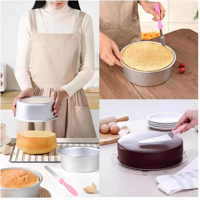 MDLJG Cake Cream Spatulas, 3 Pieces of Cake Angled Spatula with Stainless Steel, Professional Cake Decorating, Pastry & Baking, Icing Frosting Cream Chocolate Cake Spatula (3pcs Pink) - Image 5