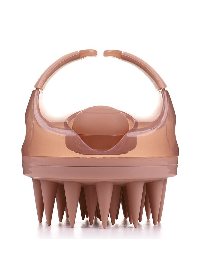 إسكدنيا 【فرشاة شامبو لتدليك فروة الرأس مع موزع】- فرشاة شعر سيليكون مناسبة للأظافر الطويلة لتنظيف فروة الرأس بعمق وتخفيف التوتر ونمو الشعر - أداة استحمام للرجال والنساء (لون بيج) - Image 2