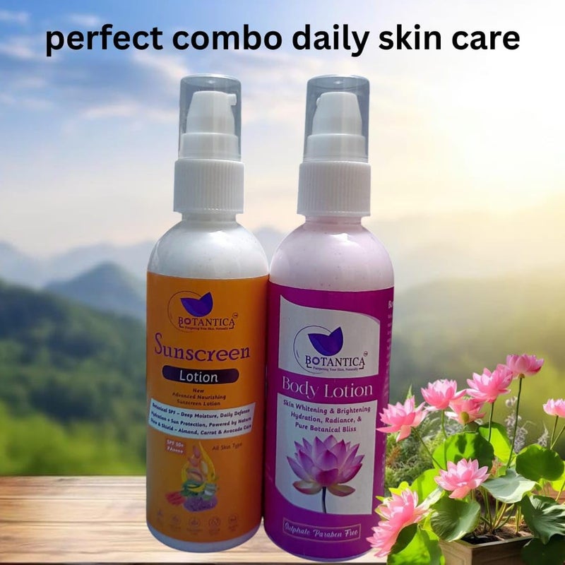 BOTANTICA BOTANTICA Herbals Lotus extract nourish Daily Nourishing Body Lotion Moisturises and Nourishes Skin Sunscreen SPF 50 For Normal Combination Skin 100g x Pack of 2  - Image 2