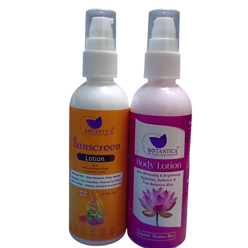 BOTANTICA BOTANTICA Herbals Lotus extract nourish Daily Nourishing Body Lotion Moisturises and Nourishes Skin Sunscreen SPF 50 For Normal Combination Skin 100g x Pack of 2  - Image 1