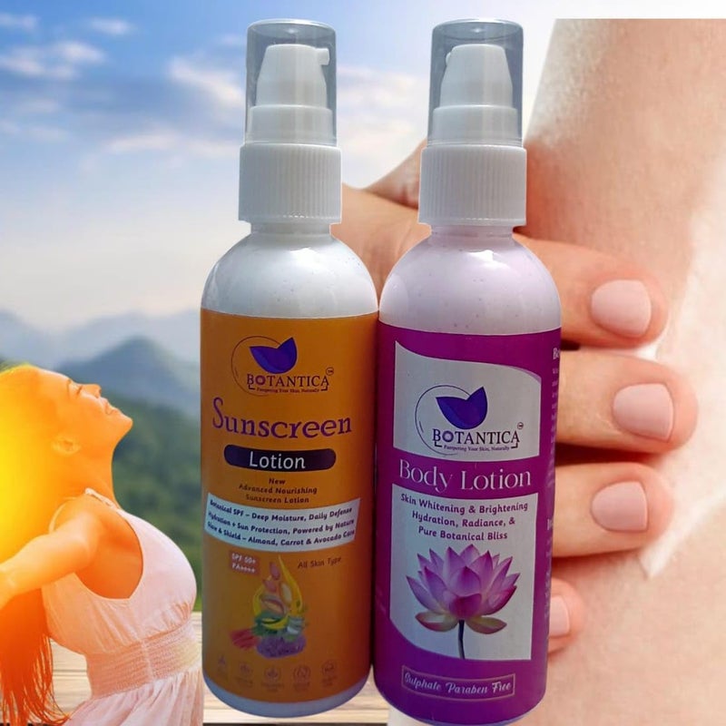 BOTANTICA BOTANTICA Herbals Lotus extract nourish Daily Nourishing Body Lotion Moisturises and Nourishes Skin Sunscreen SPF 50 For Normal Combination Skin 100g x Pack of 2  - Image 3