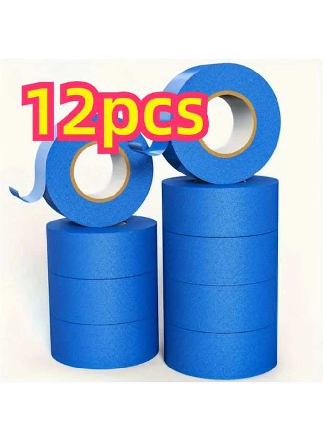 12 قطعة شريط لاصق للرسامين مقاوم للماء أزرق، شريط ترميز قابل للإزالة لأعمال الطلاء والحرف والتوسيم - Image 4