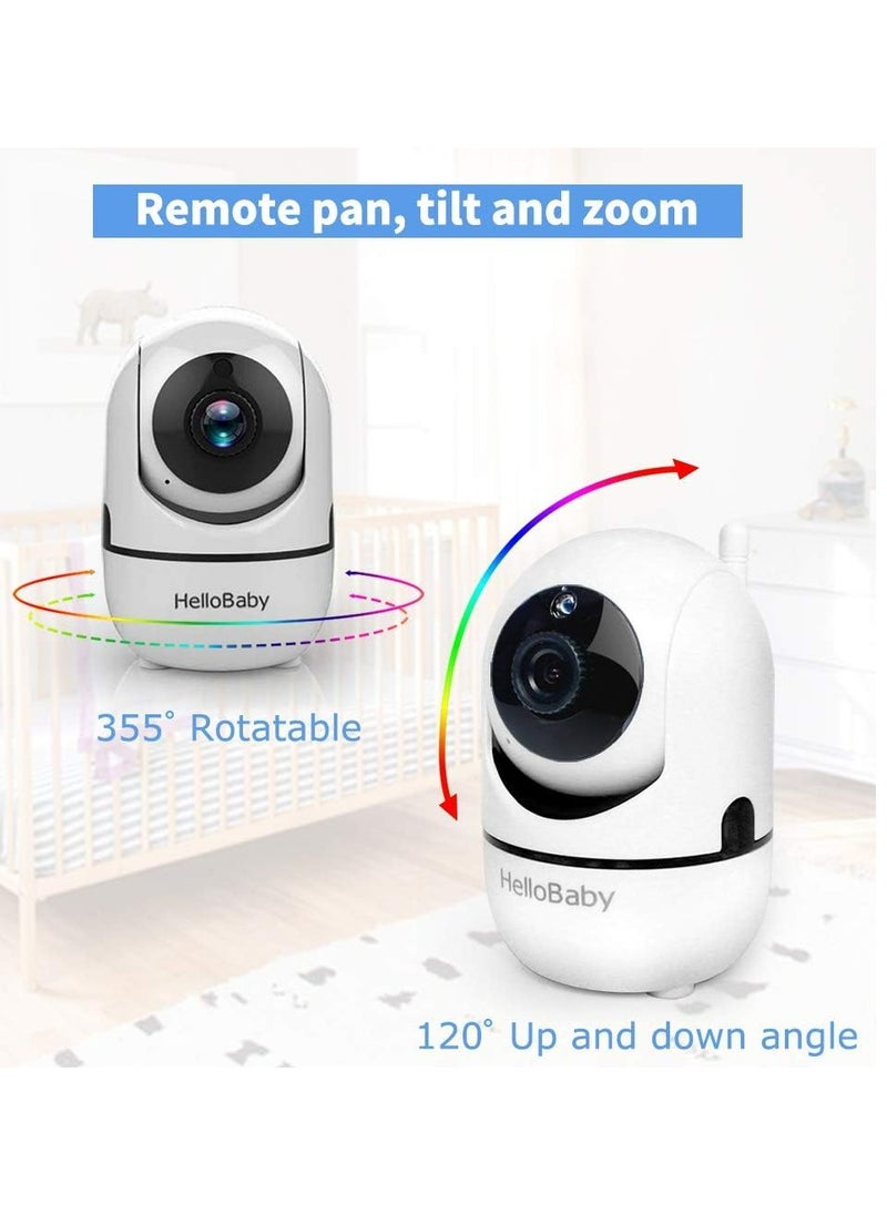 Hellobaby - HelloBaby Video Baby Monitor with Remote Camera Pan-Tilt-Zoom, 3.2'' Color LCD Screen, Infrared Night Vision, Temperature Display, Lullaby, Two Way Audio - Image 1