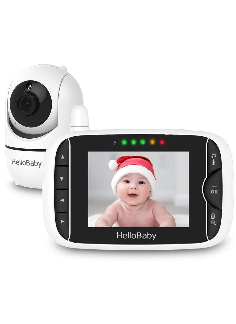 Hellobaby - HelloBaby Video Baby Monitor with Remote Camera Pan-Tilt-Zoom, 3.2'' Color LCD Screen, Infrared Night Vision, Temperature Display, Lullaby, Two Way Audio - Image 1