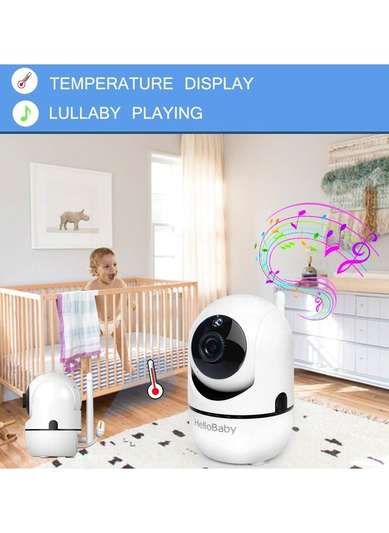 Hellobaby - HelloBaby Video Baby Monitor with Remote Camera Pan-Tilt-Zoom, 3.2'' Color LCD Screen, Infrared Night Vision, Temperature Display, Lullaby, Two Way Audio - Image 1