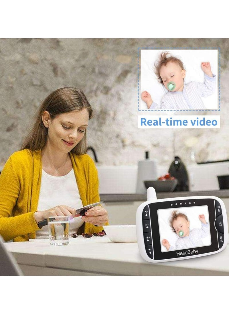Hellobaby - HelloBaby Video Baby Monitor with Remote Camera Pan-Tilt-Zoom, 3.2'' Color LCD Screen, Infrared Night Vision, Temperature Display, Lullaby, Two Way Audio - Image 1