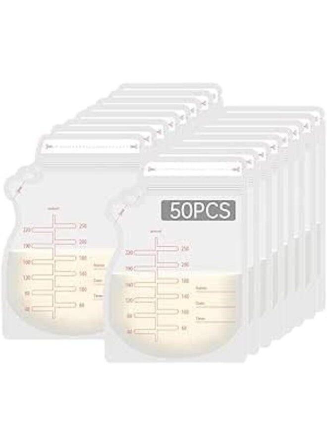 50Pcs 250ML Breastmilk Storage Bags for Breastfeeding - Double Sealed, BPA-Free, Self-Standing Breast Milk Storing Bags  - Image 1