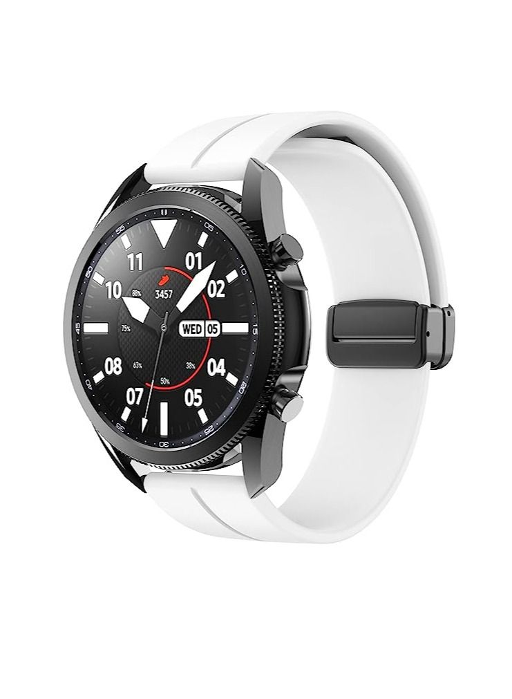22mm Silicone Strap With Magnetic Folding Buckle For Oraimo Tempo W 2 OSW20- Smart Watch Sport -White  - Image 4