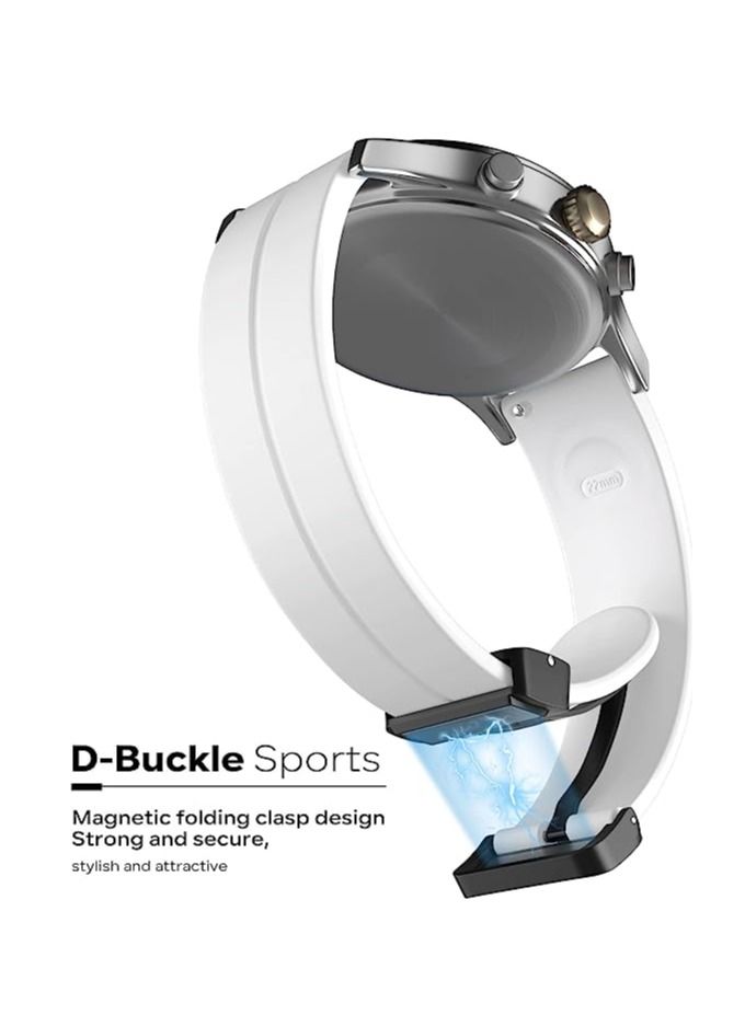 22mm Silicone Strap With Magnetic Folding Buckle For Oraimo Tempo W 2 OSW20- Smart Watch Sport -White  - Image 3