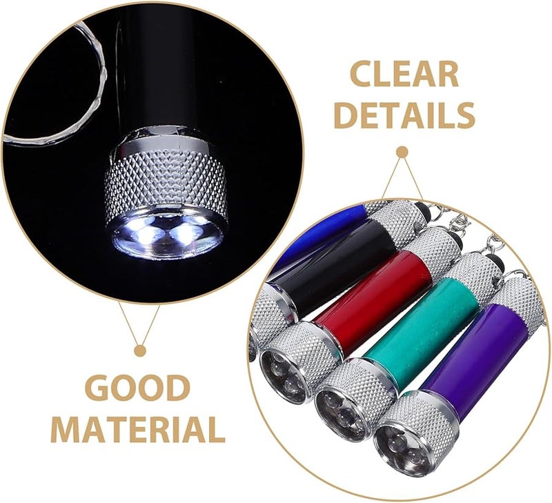 فاليكلود 8 قطع مصغرة مصباح يدوي ثنائي باعث للضوء سلسلة مفاتيح سبيكة معدنية مصباح للتخييم المشي لمسافات طويلة صيد السمك - Image 4