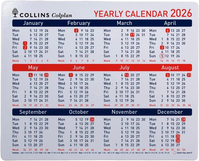 Collins - Colplan - A4 Yearly Calendar Planner 2026 (CDS1-26) - Image 1