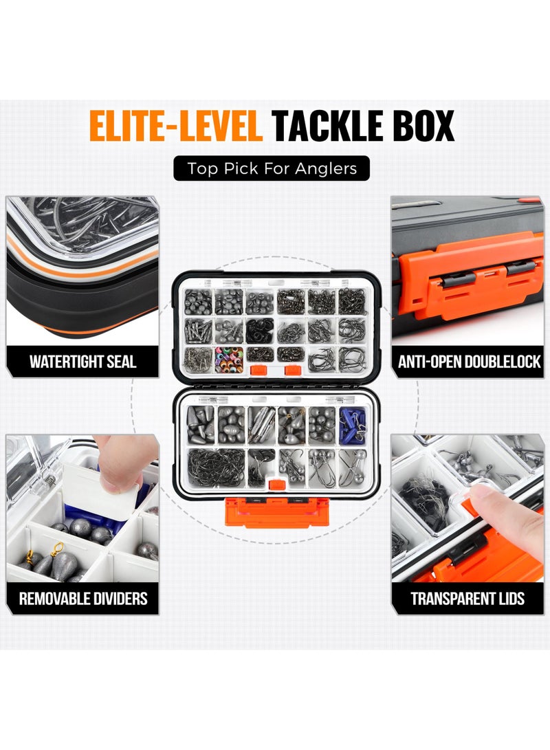 Arabest 397pcs Fishing Accessories Kit, Fishing Tackle Box with Tackle Included, Hooks, Weights, Jig Heads, Swivels Snaps Combined into 12 Rigs, Fishing Gear Equipment for Bass - Image 2