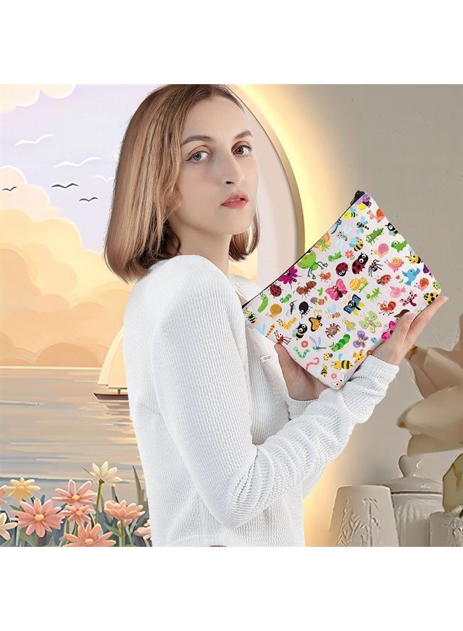 LEVLO Bugs Themed Cosmetic Makeup Bag Gift For Insects Lover Butterfly & Ladybug Travel Pouch Bag (Bugs) - Image 1