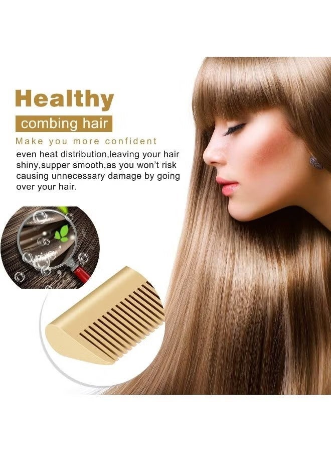 ELTRAZONE A-LHT Gold Plated Heated Styling Comb Electric Hot Straightening Heat Comb Ceramic Curling Flat Iron Curler Designed Hair Straightener for Natural Black Hair, Wigs - Image 3