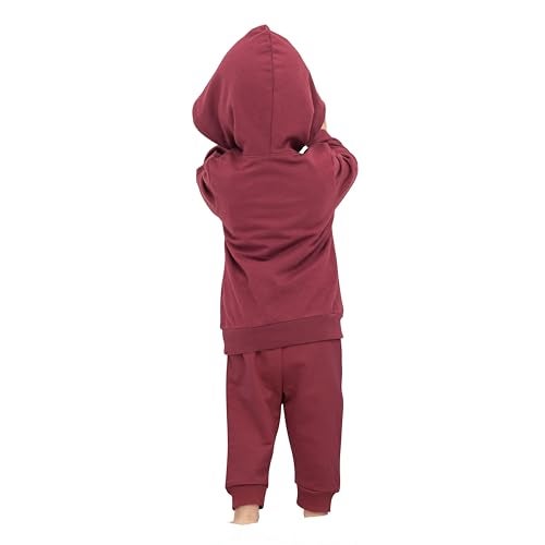 ARIEL Kids Cotton Fleece Full Sleeve Hoodie Sweatshirt & Sweatpant Clothing Set for Boys and Girls (TED8BURGUNDY_5-6 years) - Image 4