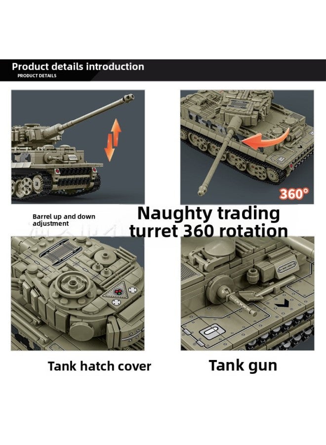 Le Yi 66055 Building Blocks World War II Military Tiger Heavy Tank Model Assembled Toys Compatible With Lego Models-Color:66058 [leopard 2a7 Heavy Tank] 1009 Particles  - Image 4