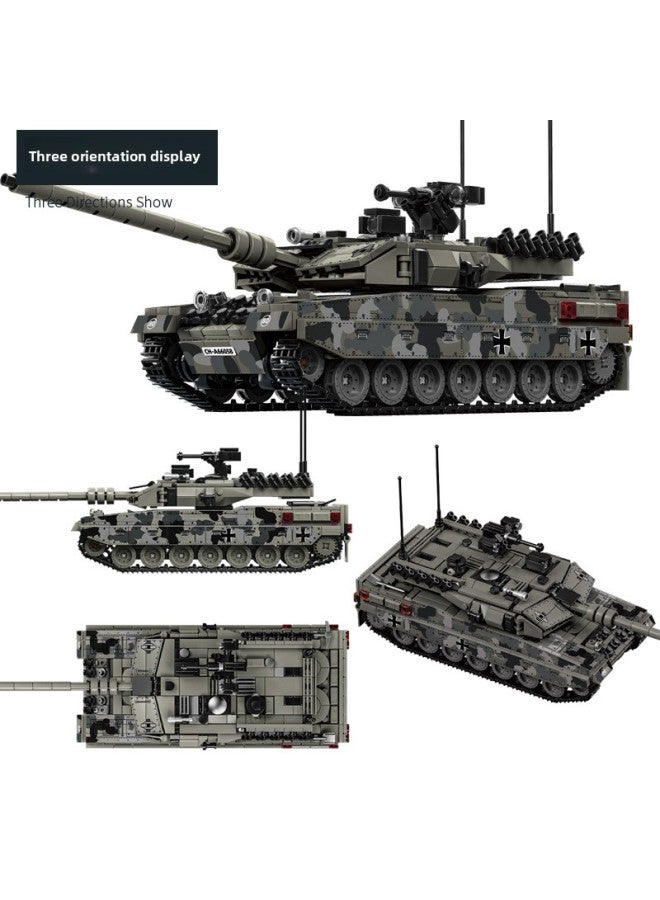 Le Yi 66055 Building Blocks World War II Military Tiger Heavy Tank Model Assembled Toys Compatible With Lego Models-Color:66058 [leopard 2a7 Heavy Tank] 1009 Particles  - Image 1