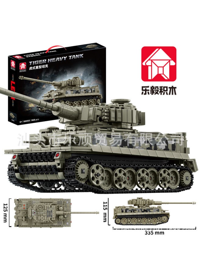 Le Yi 66055 Building Blocks World War II Military Tiger Heavy Tank Model Assembled Toys Compatible With Lego Models-Color:66058 [leopard 2a7 Heavy Tank] 1009 Particles  - Image 2