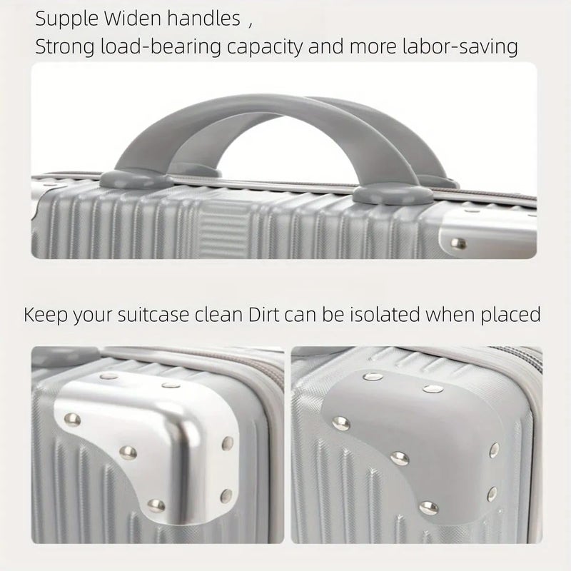 SUNBEET Mini Hard Shell Hard Travel Luggage Makeup Case Small Portable Carrying Case Suitcase Organizer Makeup Storage Box for Women (B-Silver) - Image 4