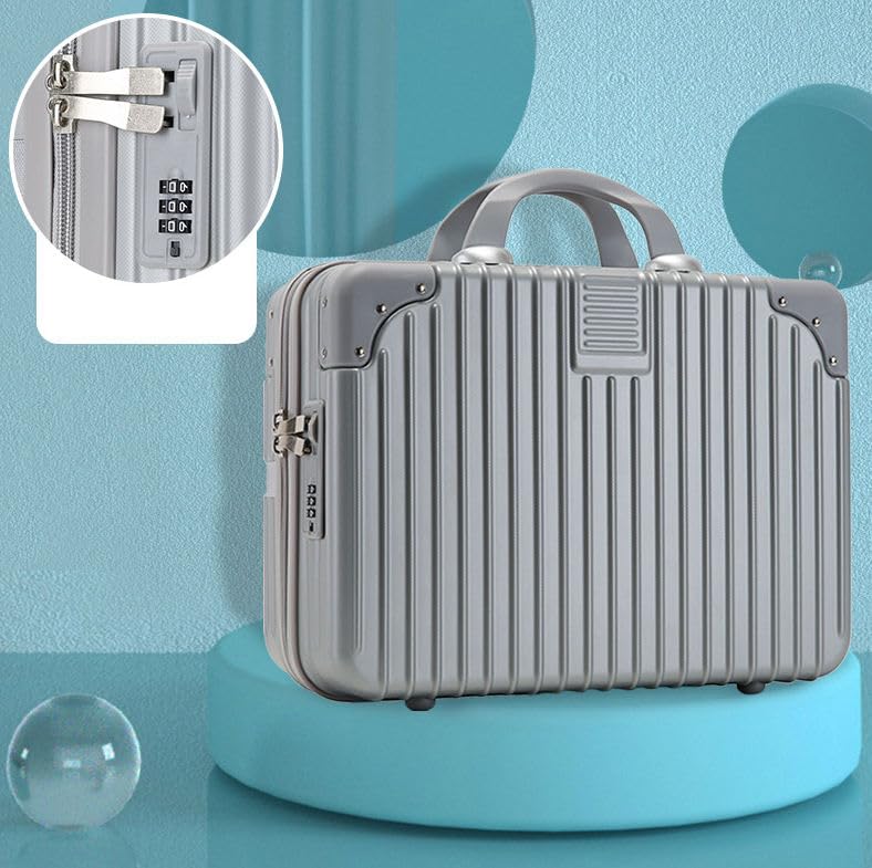 SUNBEET Mini Hard Shell Hard Travel Luggage Makeup Case Small Portable Carrying Case Suitcase Organizer Makeup Storage Box for Women (B-Silver) - Image 1